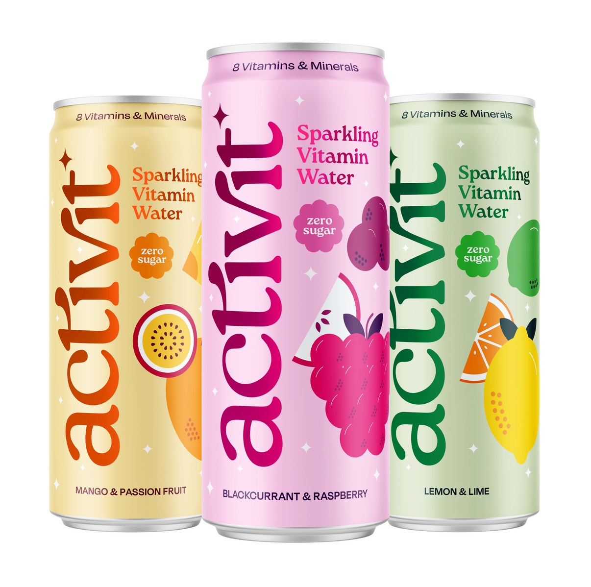 Activit Sparkling Flavoured Vitamin Water Blackcurrant & Apple With B Vitamins B5, B6, B9, B12, Vitamin C, Vitamin D, Zinc & Magnesium Zero Sugar 12x 500ml Bottles